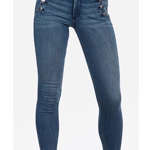 Express High Rise Blue Jeans - Picture 6 of 6